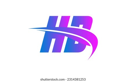 Logo de la carta HB inicial con plantilla de vectores gráficos de diseño Swoosh para identidad de empresa y empresa.