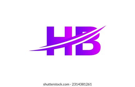 Initial HB letter Logo With Swoosh Design Graphic Vector Template for Business and Company Identity.