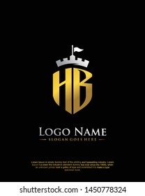 initial HB letter with shield style logo template vector