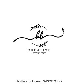 Initial HB logo handwriting botanical branding typography