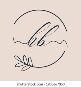 Initial HB logo Handwriting floral and botanical vector