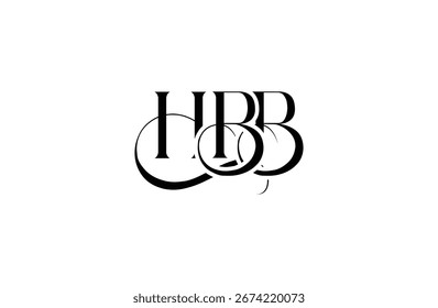 Diseño inicial del logotipo de la letra HBB. Diseño elegante del logotipo del monograma con los Elementos decorativos y la tipografía