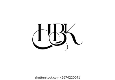Initial HBK letter logo design. Elegant Monogram Logo Design with Decorative Elements and Typography