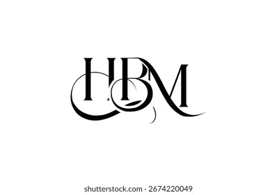 Initial HBM letter logo design. Elegant Monogram Logo Design with Decorative Elements and Typography