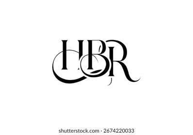 Diseño inicial del logotipo de la letra HBR. Diseño elegante del logotipo del monograma con los Elementos decorativos y la tipografía