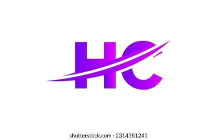 Initial HC letter Logo With Swoosh Design Graphic Vector Template for Business and Company Identity.