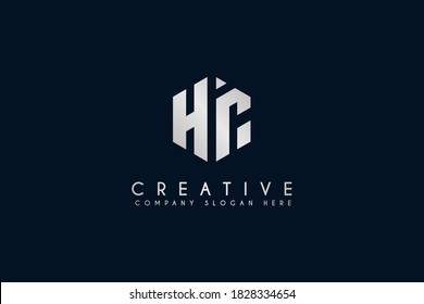 Initial HC logo design vector illustration letter flat logo isolated on blue background