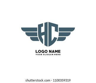 Initial HC wing logo template vector