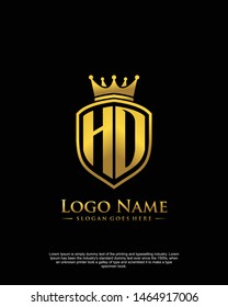 initial HD, HO letter with shield style logo template vector