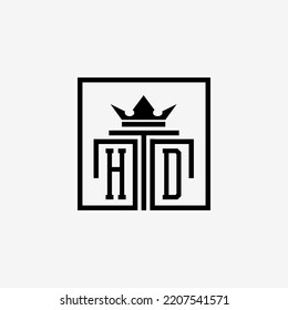 Logotipo inicial de la firma de leyes HD y vector de diseño de iconos