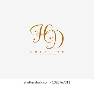 Initial HD Letter Linked Beauty Script Signature Logotype