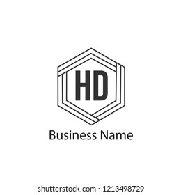 Initial HD Letter Logo Design