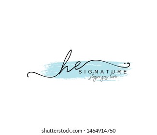 Initial HE beauty monogram and elegant logo design, handwriting logo of initial signature, wedding, fashion, floral and botanical with creative template.