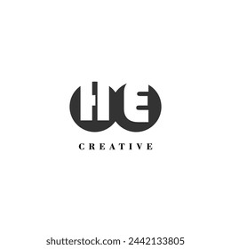 Initial HE company creative label trendy idea brand