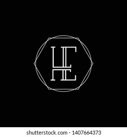 Initial HE EH letter logo design in black background