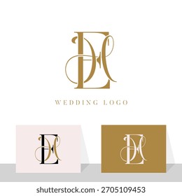 Logotipo inicial do monograma do casamento da letra HE EH