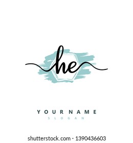 Initial HE handwriting logo template vector