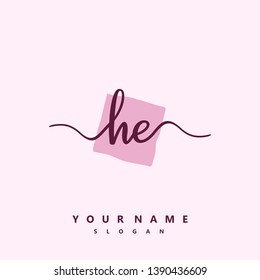 Initial HE handwriting logo template vector