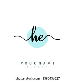 Initial HE handwriting logo template vector