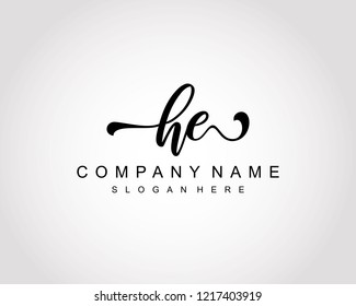 Initial HE handwriting logo vector