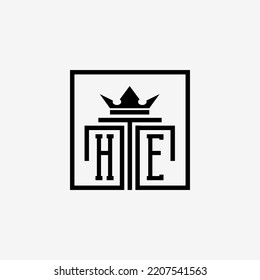 Initial HE Law Firm logo and icon design template stock vector