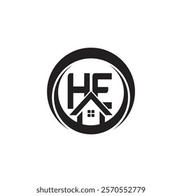 Initial HE letter Real Estate Business logo Design Vector Template
