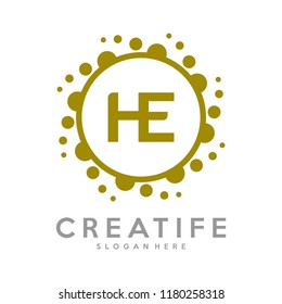 Initial HE logo concepts template vector