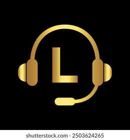 Initial headphones Logo combine with letter L vector template