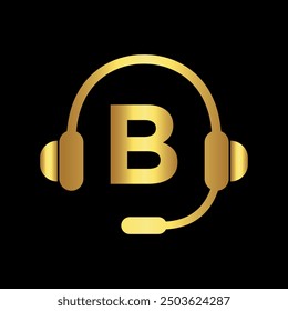 Initial headphones Logo combine with letter B vector template