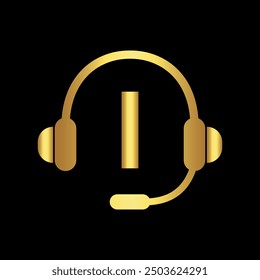 Auriculares iniciales Logo combinado con la letra I Vector Plantilla