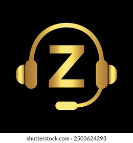 Initial headphones Logo combine with letter Z vector template