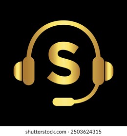 Initial headphones Logo combine with letter S vector template