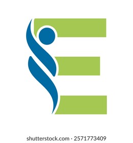 Initial Healthcare Logo Combine With Letter E Vector Template