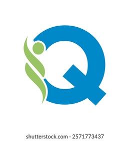 Initial Healthcare Logo Combine With Letter Q Vector Template