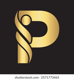 Initial Healthcare Logo Combine With Letter P Vector Template