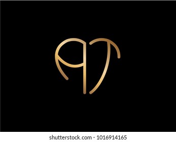 AT initial heart shape love logo