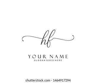 Initial HF beauty monogram and elegant logo design, handwriting logo of initial signature, wedding, fashion, floral and botanical with creative template.