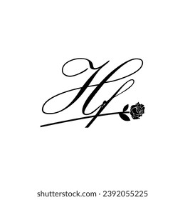 Ornamento de tipografía de flores de escritura HF inicial moderno