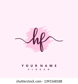 Initial HF handwriting logo template vector