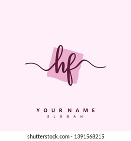 Initial HF handwriting logo template vector