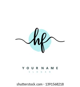 Initial HF handwriting logo template vector