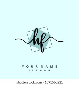 Initial HF handwriting logo template vector