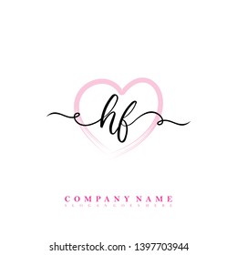 Initial HF handwriting logo template vector