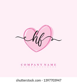 Initial HF handwriting logo template vector