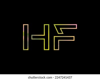Initial HF Letter Logo With Colorful Rainbow Texture Vector