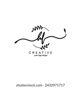 Initial HF logo handwriting botanical branding typography