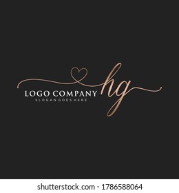 Initial HG beauty monogram and elegant logo design, handwriting logo of initial signature, wedding, fashion, floral and botanical with creative template.
