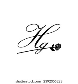 Initial HG handwriting flower typography ornament modern