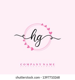 Initial HG handwriting logo template vector