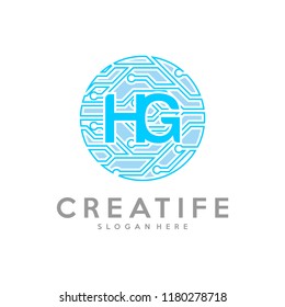 Initial HG logo concepts template vector. Data technology concepts.